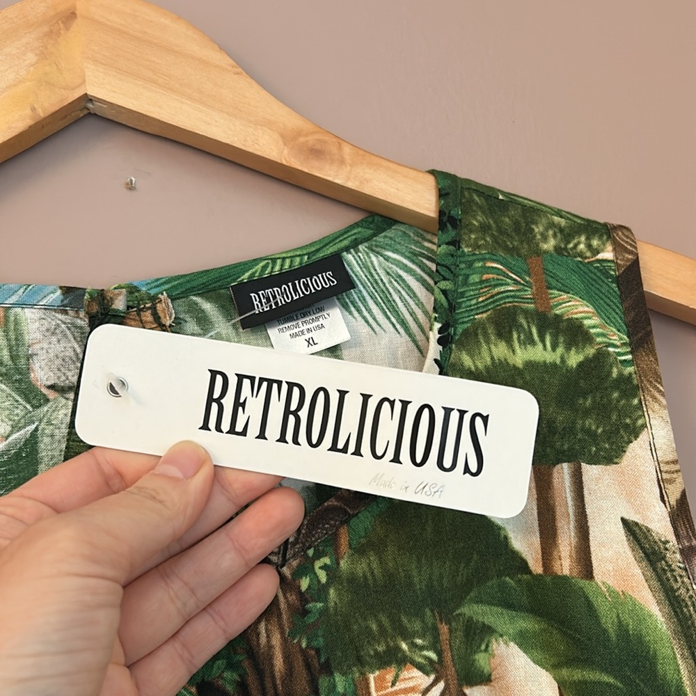 NWT Retrolicious Dinosaurs Jungle Print Retro Fit Flare Dress Pockets Size XL - Picture 10 of 11